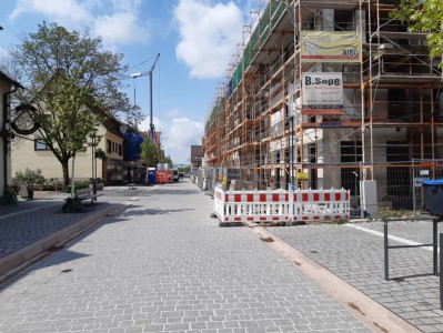 Blick auf die Bauarbeiten in der Schlüsselstraße
