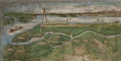 Landkarte Rheinauen bei Neuenburg, Rumersheim, Bantzenheim und Ottmarsheim, ca. 1625 Landkarte Rheinauen bei Neuenburg, Rumersheim, Bantzenheim und Ottmarsheim, ca. 1625