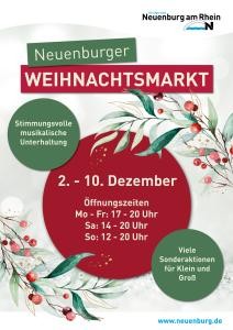 Plaka Grün/Rot vom Weihnachtsmarkt mit Datum und Öffnungszeiten