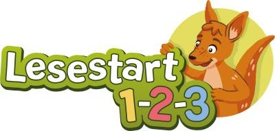Lesestart 1-2-3 - Logo, Schriftzug mit Känguru