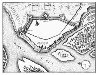 Karte Stadtbefestigung (Mühltor) in Neuenburg am Rhein im 13. Jahrhundert, 